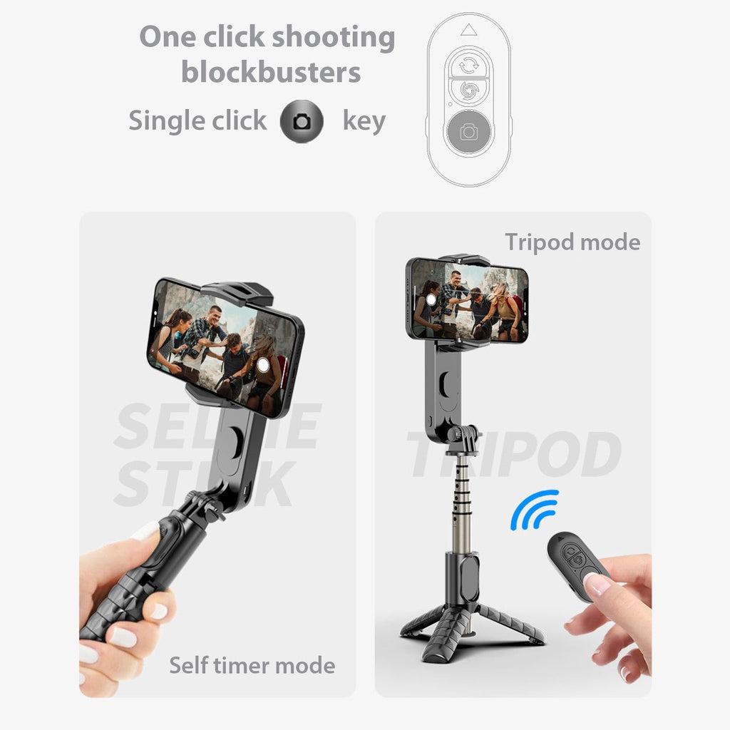 Tripod Gimbal with 3 Free Gifts - Selfie Stick With LED Light Tripod Gimbal Stabilizer